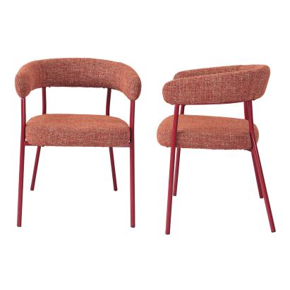 Set 2 scaune dining roșii tapițate Huk cu spătar curbat [en.casa]