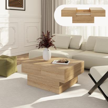 Ausziehbarer Couchtisch Lens 80x60x36 cm Eicheoptik [en.casa]