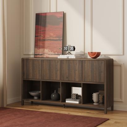 Sideboard Lukkodso 77x145x30 cm Walnussoptik [en.casa]