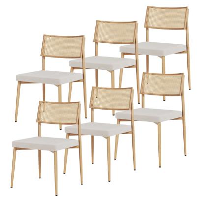 Esszimmerstuhl Jördfjok 6er Set Textil Rattanoptik/Beige [en.casa]