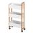 Cărucior de depozitare îngust Varulta cu 3 polițe, bambus alb, 80x41x20 cm