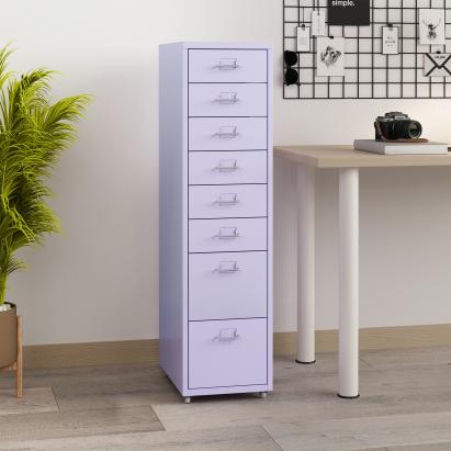 Dulap mobil de birou cu 8 sertare, mov deschis, 109x28x41 cm, [en.casa]