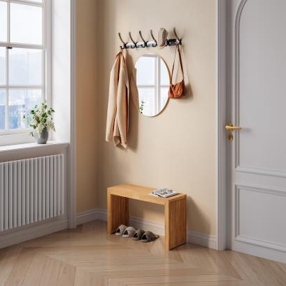 Bancă pentru pantofi Korjad 90x33x43 cm din bambus natural