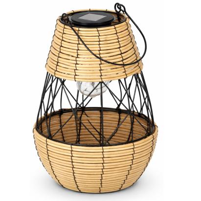 Felinar solar metalic decorativ pentru gradina, 32 cm, bej si negru Household NewTrend