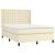 Pat cu arcuri, cu saltea & LED, crem, 140x190 cm, piele eco GartenMobel Dekor