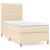 Pat box spring cu saltea, crem, 90x190 cm, textil GartenMobel Dekor