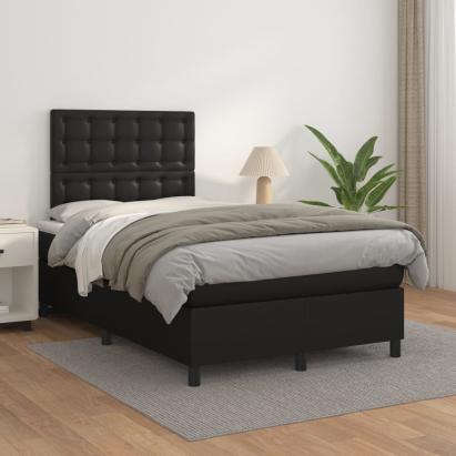 Pat box spring cu saltea, negru, 120x200 cm, piele ecologică GartenMobel Dekor