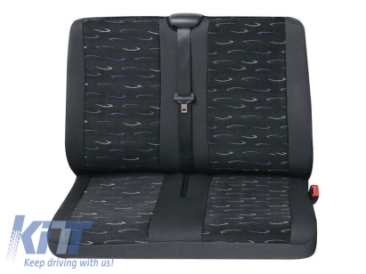 Tapițerie potrivită pentru modelul Profi 2 Petex Eco-Class pentru bancheta din spate dublă, gri cu ornamente albastre Performance AutoTuning