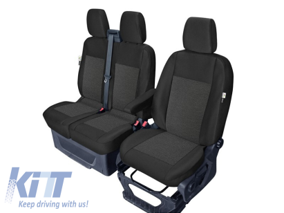 Tapițerie Kegel Tailor Made potrivită pentru scaunele simple + duble pe Ford Transit Custom 2012-2023, negre cu model Performance AutoTuning