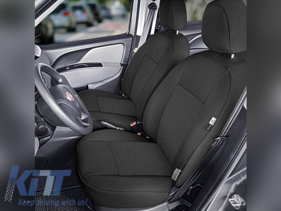 Tapițerie Kegel serie Tailor Made potrivită pentru scaunele din față ale Fiat Doblo 2015-2019, neagră Performance AutoTuning