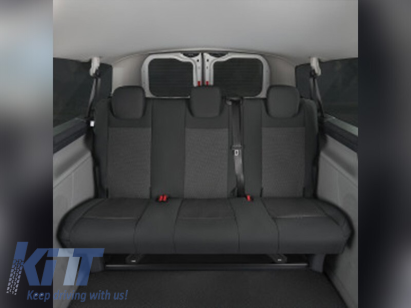 Tapițerie Kegel Tailor Made potrivită pentru rândul trei de scaune 1+1+1 fără diviziune pentru Ford Transit Custom, Volkswagen T7 după 2024, neagră cu gri Performance AutoTuning
