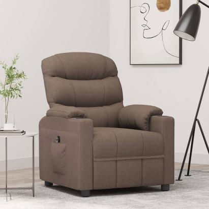 Fotoliu rabatabil electric, gri taupe, material textil GartenMobel Dekor