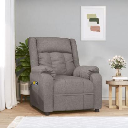Fotoliu de masaj electric rabatabil, gri taupe, textil GartenMobel Dekor