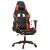 Scaun de gaming cu suport picioare, negru/oranj, piele eco GartenMobel Dekor