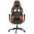 Scaun de gaming cu suport picioare, negru/oranj, piele eco GartenMobel Dekor