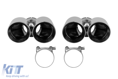 Set de terminale de evacuare duble cromate universale AutoPro, stânga și dreapta Performance AutoTuning