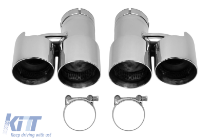 Set de terminale de evacuare duble cromate universale AutoPro, stânga și dreapta, model 2 Performance AutoTuning