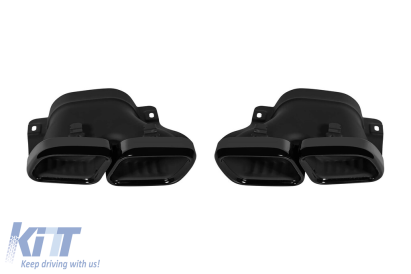 Capace de evacuare AMG negre tip C63 potrivite pentru Mercedes Clasa C W205, C205, S205, A205, SL R232, GLC SUV X253, GLC Coupe C253, dupa 2019, Clasa C W206/S206 dupa 2021 Performance AutoTuning
