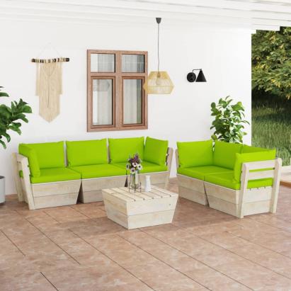 Set mobilier grădină din paleți, 6 piese, cu perne, lemn molid GartenMobel Dekor