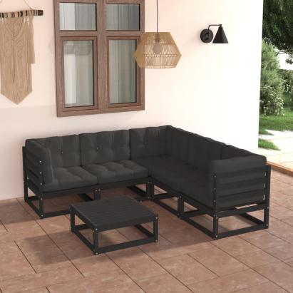 Set mobilier de grădină cu perne, 6 piese, lemn masiv de pin GartenMobel Dekor