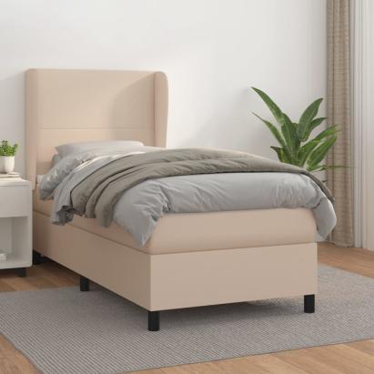 Pat box spring cu saltea, cappuccino, 100x200cm piele ecologică GartenMobel Dekor