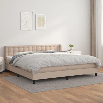 Pat continental cu saltea, cappuccino, 200x200 cm, piele eco GartenMobel Dekor