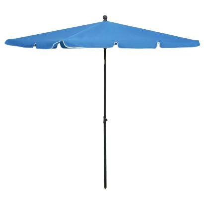 Umbrelă de grădină cu stâlp, albastru azuriu, 210x140 cm GartenMobel Dekor