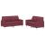 Set canapea cu perne, 2 piese, roșu vin, material textil GartenMobel Dekor