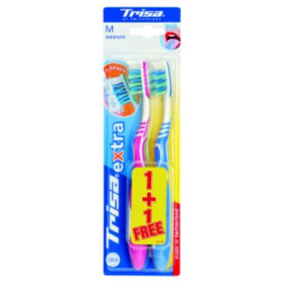 Periuță de dinți manuală Trisa Extra Duo Medium, set 2 bucăți