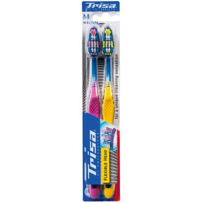 Periuta de dinti manuala Trisa Flexible Head3 Duo Medium, 2 buc