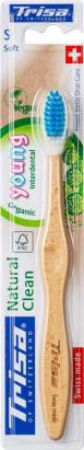 Periuță de dinți manuală Trisa Natural Clean Young Soft, lemn FSC