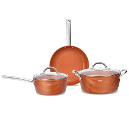 Set vase antiaderente ZASS Gourmet 5 piese, aluminiu turnat, inducție