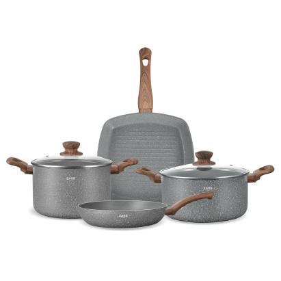 Set vase antiaderente marmorate ZASS Gourmet 6 piese, inducție