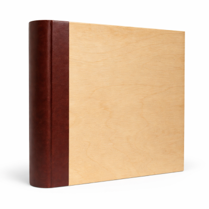 Album foto 10x15 cm pentru 500 poze, coperta lemn natur si piele eco