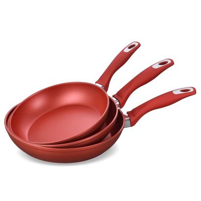 Set 3 tigăi antiaderente din aluminiu turnat Zass Gourmet, roșu
