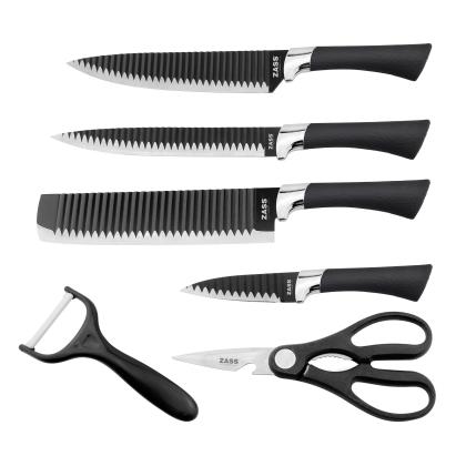 Set cutite bucatarie 8 piese Zass Gourmet ZG-KS 06 cu suport din lemn