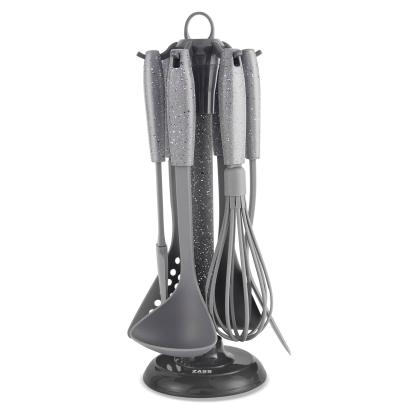 Set ustensile de bucătărie Zass Gourmet 7 piese cu suport rotativ