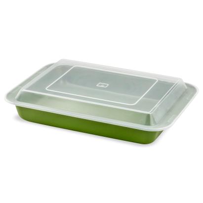 Tava de copt dreptunghiulara cu capac ZASS Gourmet, 36x23 cm, verde