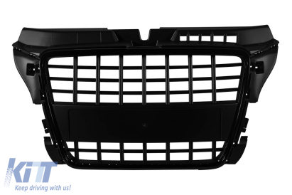 Grilă lac negru tip S3 potrivită pentru Audi A3 hatchback, Sportback, cabrio 2009-2012 fără găuri pentru senzori de parcare Performance AutoTuning