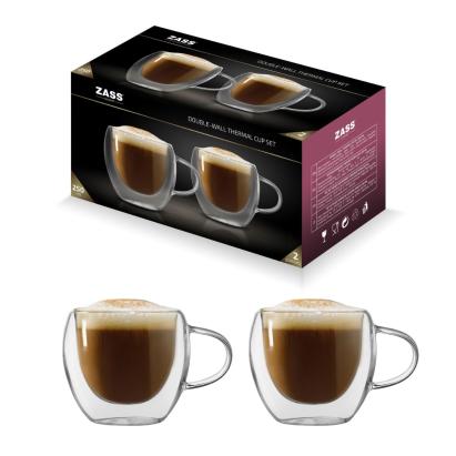 Set 2 căni termorezistente ZASS Gourmet 250 ml din sticlă cu perete dublu