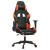 Scaun de gaming cu suport picioare, negru/oranj, piele eco GartenMobel Dekor