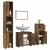 Set mobilier de baie, 4 piese, stejar fumuriu, lemn prelucrat GartenMobel Dekor
