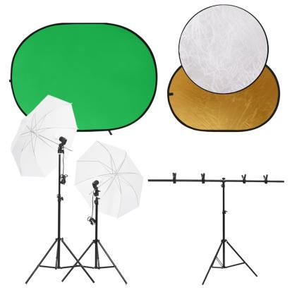 Kit studio foto cu set de lumini, ecran de fundal și reflector GartenMobel Dekor