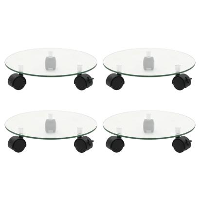 Suport cu role de plante 4 buc. 28 cm sticlă securizată rotund GartenMobel Dekor