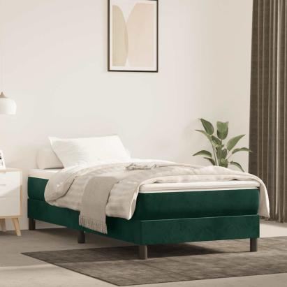 Pat box spring cu saltea, verde închis, 80x200 cm, catifea GartenMobel Dekor