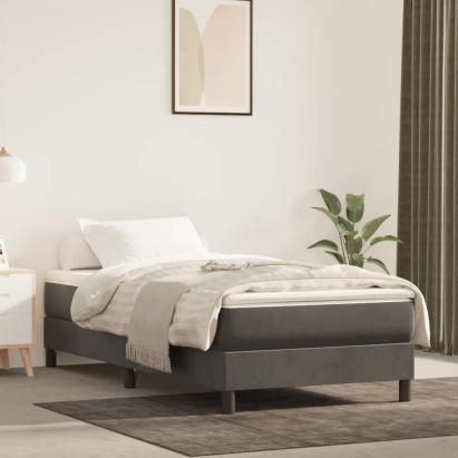 Pat box spring cu saltea, gri închis, 90x190 cm, catifea GartenMobel Dekor