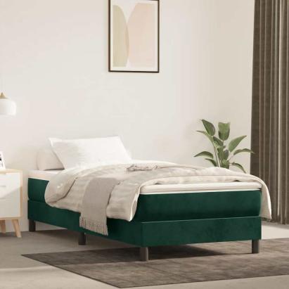 Pat box spring cu saltea, verde închis, 90x190 cm, catifea GartenMobel Dekor