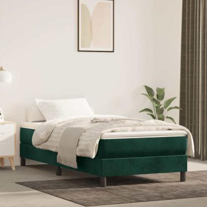 Pat box spring cu saltea, verde închis, 100x200 cm, catifea GartenMobel Dekor