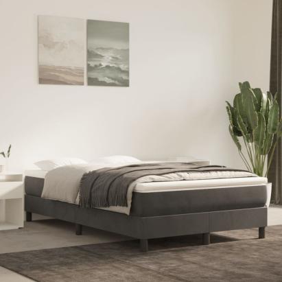 Pat box spring cu saltea, gri închis, 120x200 cm, catifea GartenMobel Dekor
