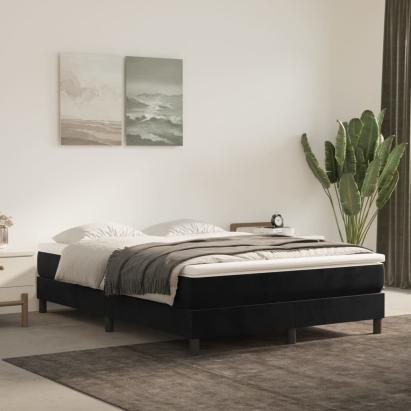 Pat box spring cu saltea, negru, 140x190 cm, catifea GartenMobel Dekor